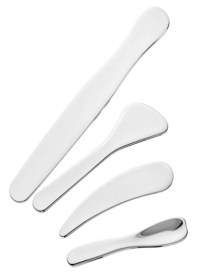 JIYIN 4 PCS Mini Metal Makeup Spatula, 4 Styles Multi-functional Stainless Steel Cosmetic Spatula Reusable Skin Care Cosmetic Spatulas Facial Applicator Tool for Face Mask Cream Lotions Moisturizers - Image 1